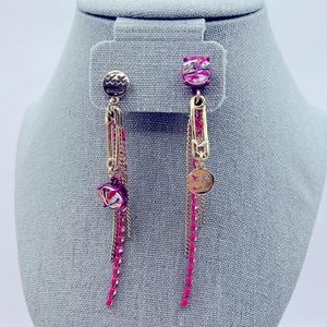 Betsey Johnson earrings - hot pink and gold - NWOT